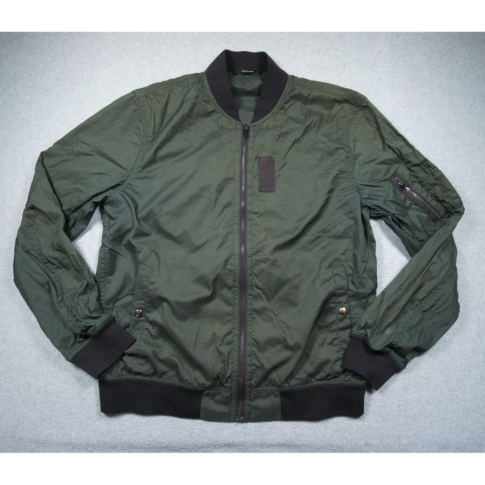 Club Monaco Jacket Men Large Green Bomber Windbreaker Lightweight Nylon Casual